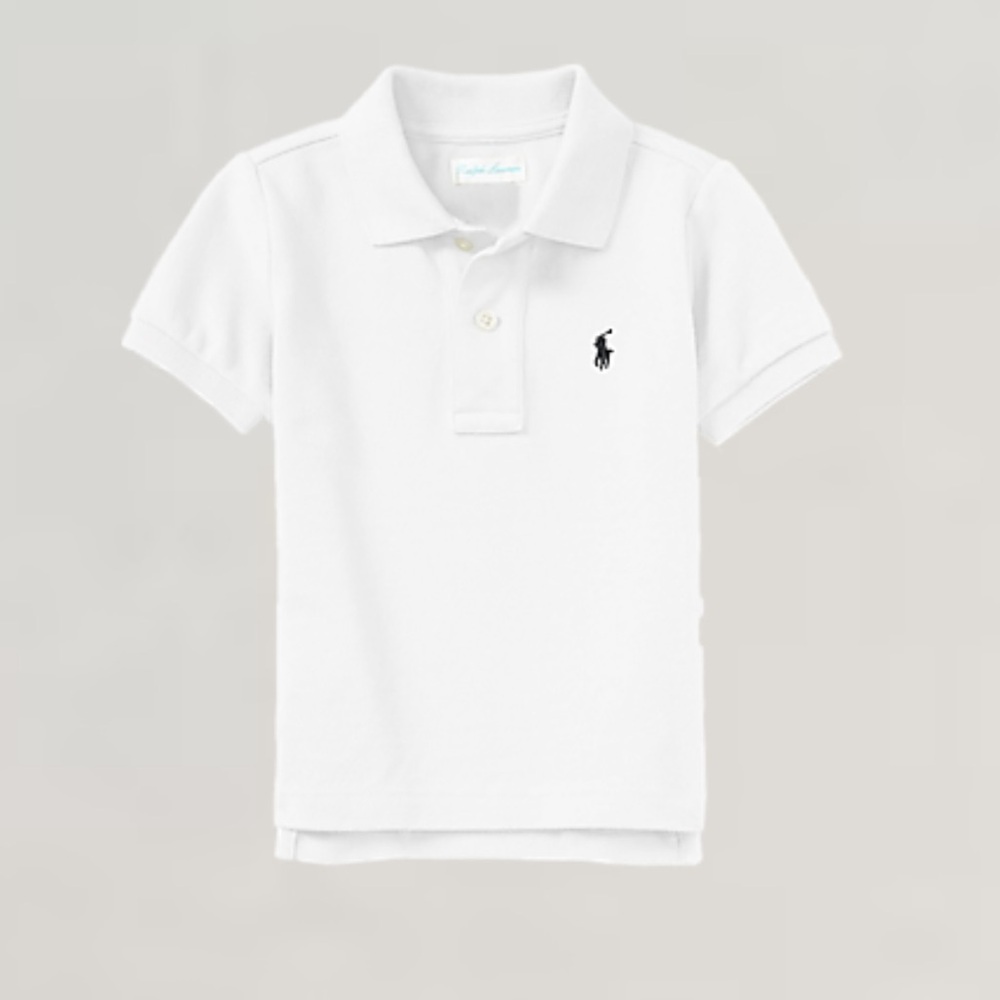 🤍🩵RL🩵🤍 PRISTINE Unisex Classic White Pique Polo. 24m.